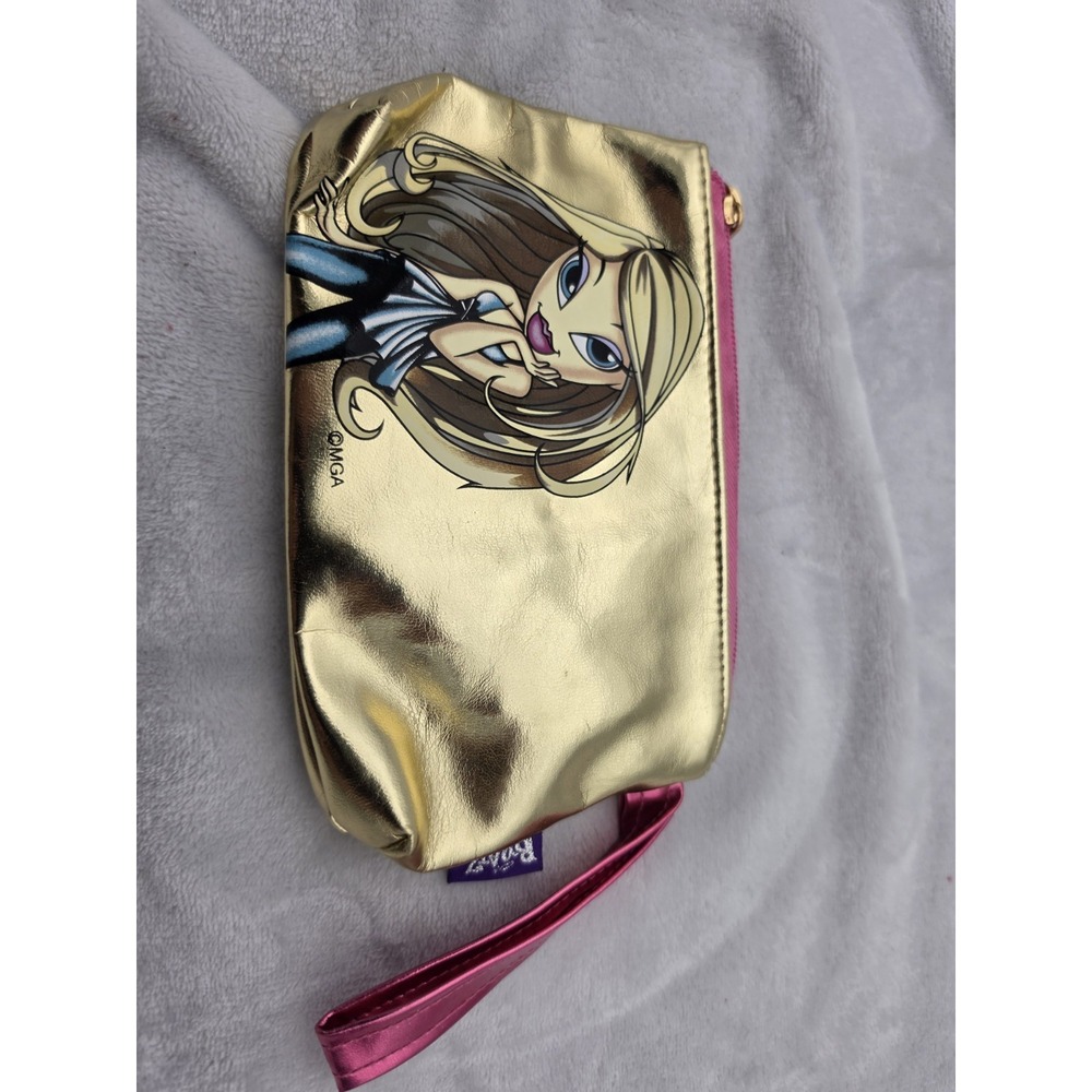 Bratz Wristlet Purse Vintage Y2K Gold Metallic Cloe Cosmetic Makeup Bag HTF RARE